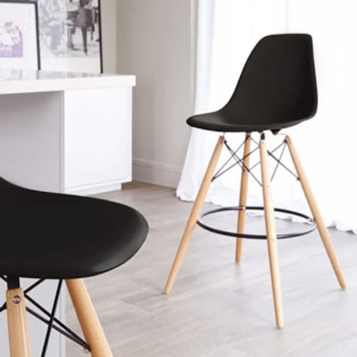 Counter Stool With Back Plastic Molded Wooden Eiffel Base For Kitchen Island Hotel Work High Chair