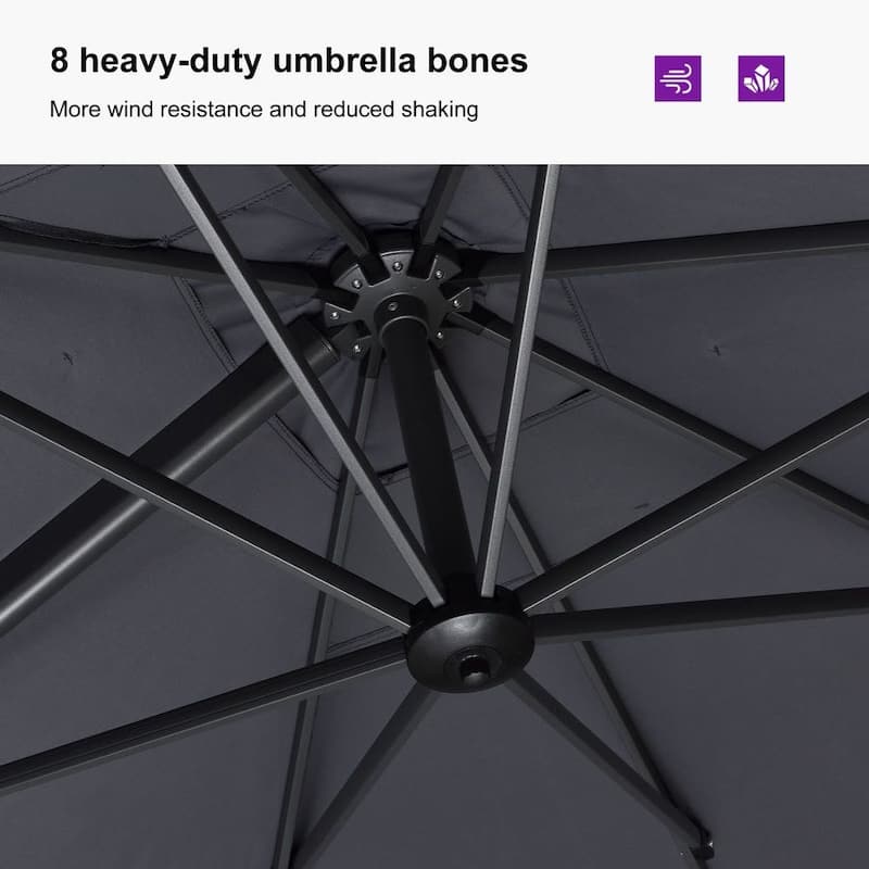 PURPLE LEAF 10 ft Left-right Tilting Patio Cantilever Umbrella with 360-degree Rotation