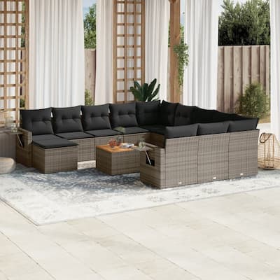 vidaXL Garden Sofa Set PE Rattan Large Adjustable Feet