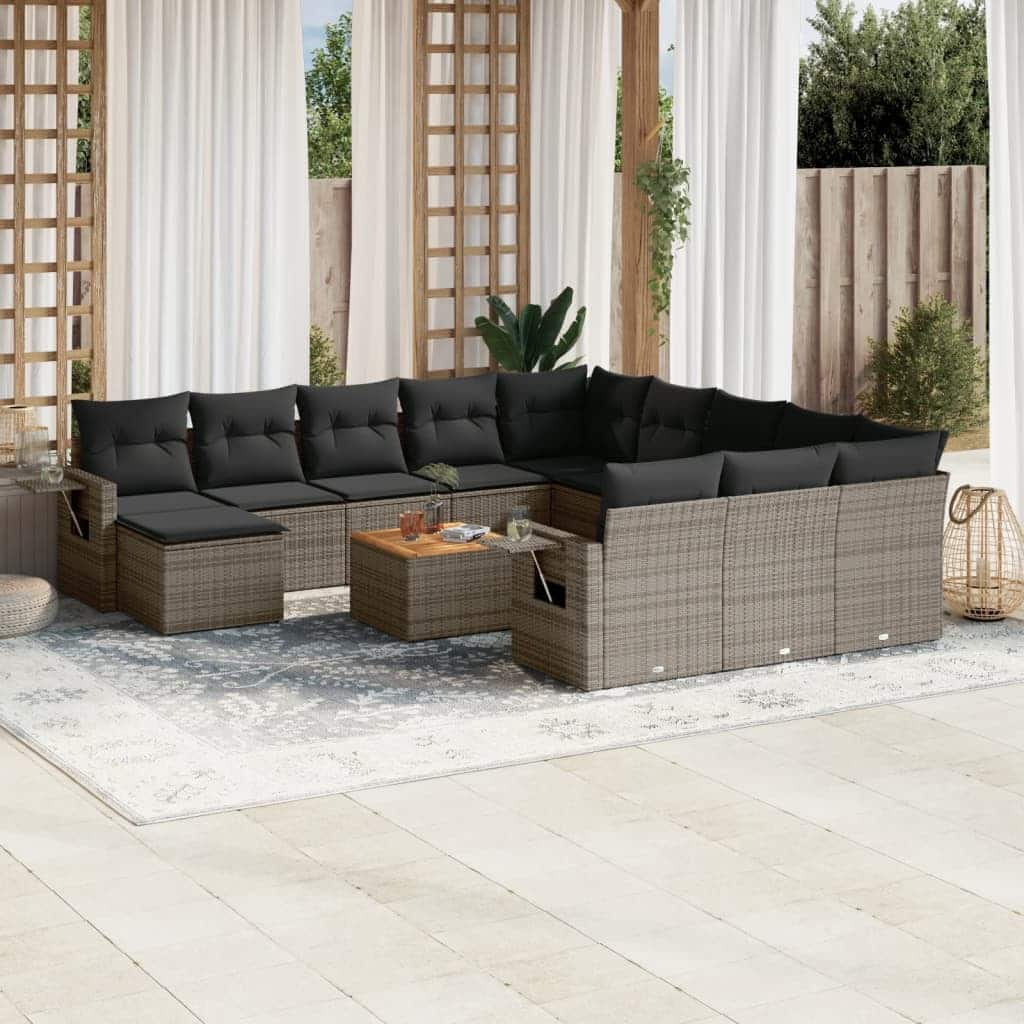 vidaXL Garden Sofa Set PE Rattan Large Adjustable Feet