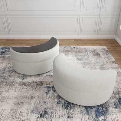 Chenille Half Moon Storage Ottoman(Set of 2)