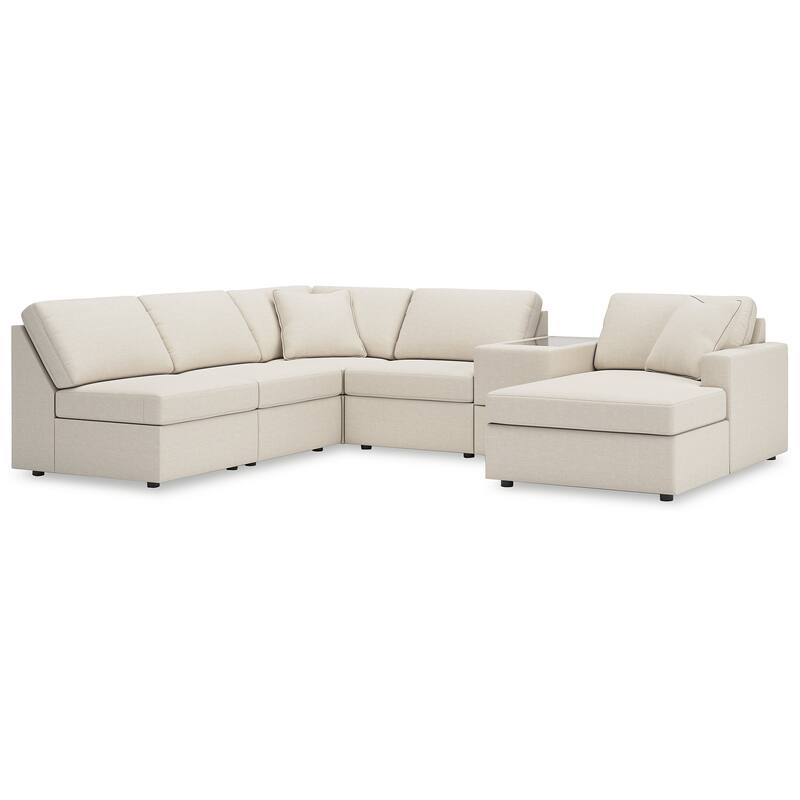 Signature Design by Ashley Modmax 6-Piece Sectional with Chaise and Storage Console - 140" W x 86" D x 36" H - Beige - Left Facing
