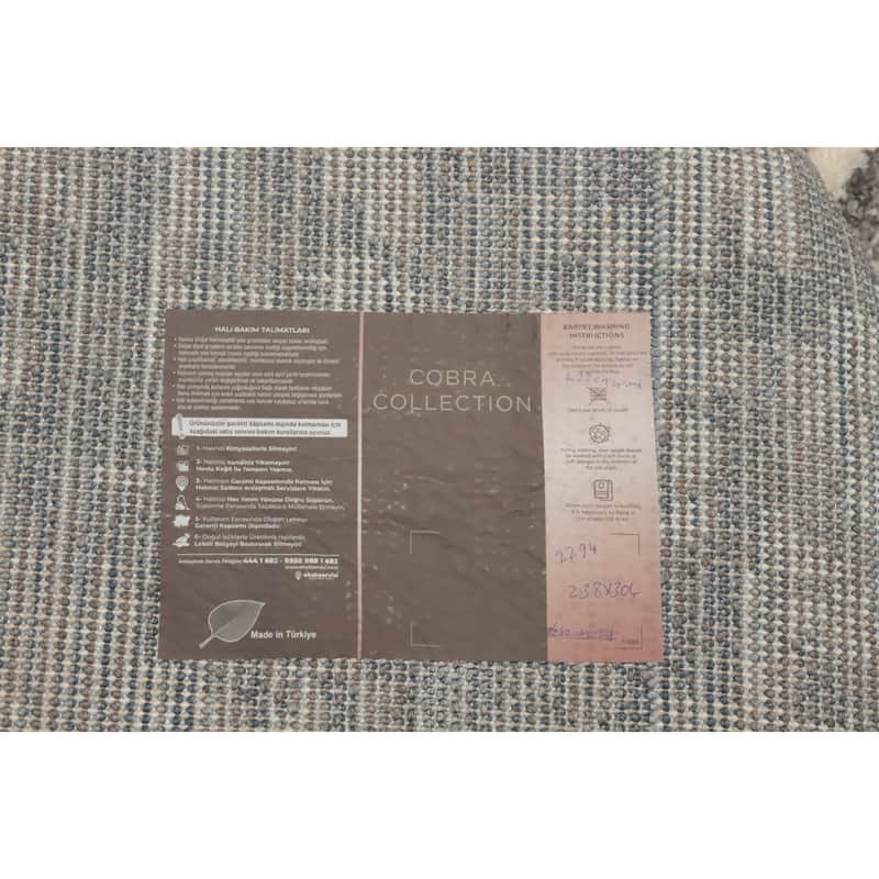 Machine Made Oriental Polyester Carpet Tribal All-Over Beige & Ivories Shaggy Area Rug - 10' 0'' X 7' 10''