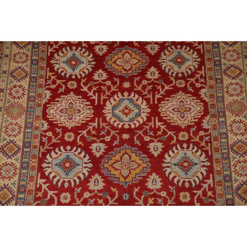 Red Kazak Oriental Area Rug Handmade Living Room Wool Carpet - 6'1" x 8'9"