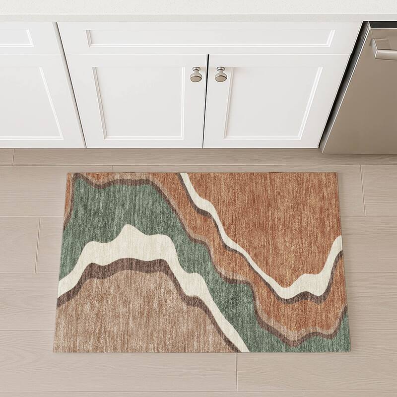 Machine Washable Indoor/ Outdoor Modern Valley Chantille Rug