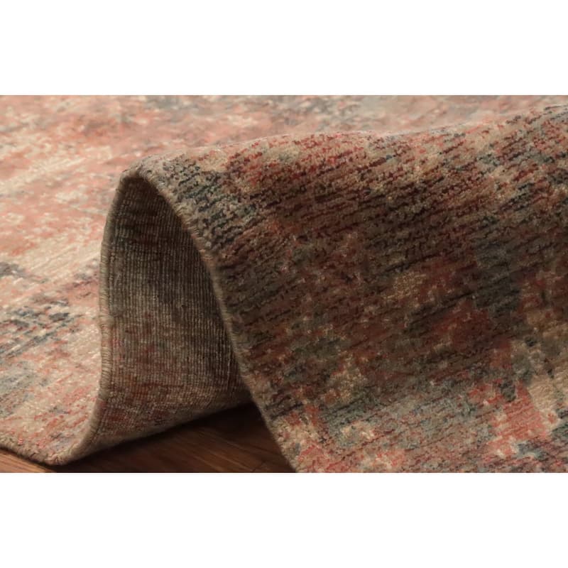 Hand Knotted Oriental Viscose Silk Carpet Modern All-Over Oranges & Rust Abstract Area Rug - 6' 7'' X 4' 10''