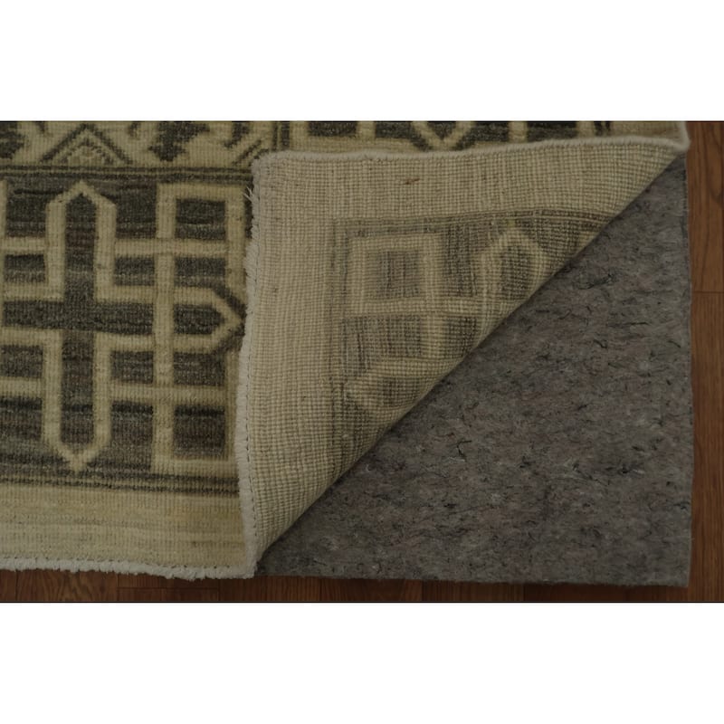 Hand Knotted Oriental 100% Wool Carpet Traditional Geometric Beige & Ivories Peshawar Area Rug - 10' 0'' X 8' 1''