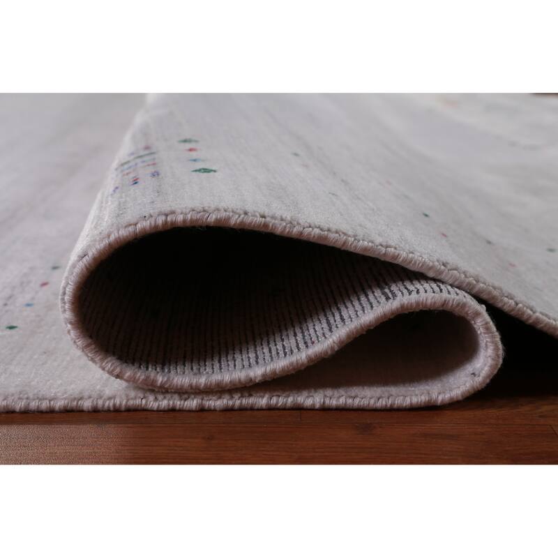 Hand Knotted Oriental 100% Wool Carpet Tribal Stripe Greys & Charcoal Gabbeh Area Rug - 12' 2'' X 9' 1''