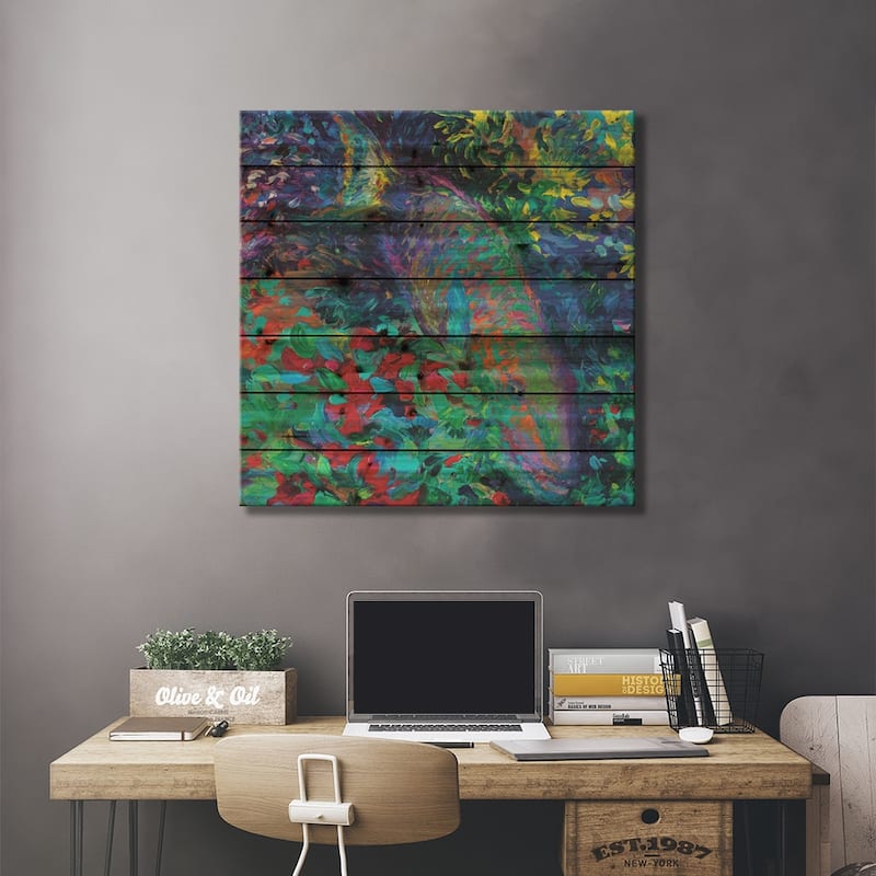 Marine Macaw Print On Wood by Iris Scott - Multi-Color