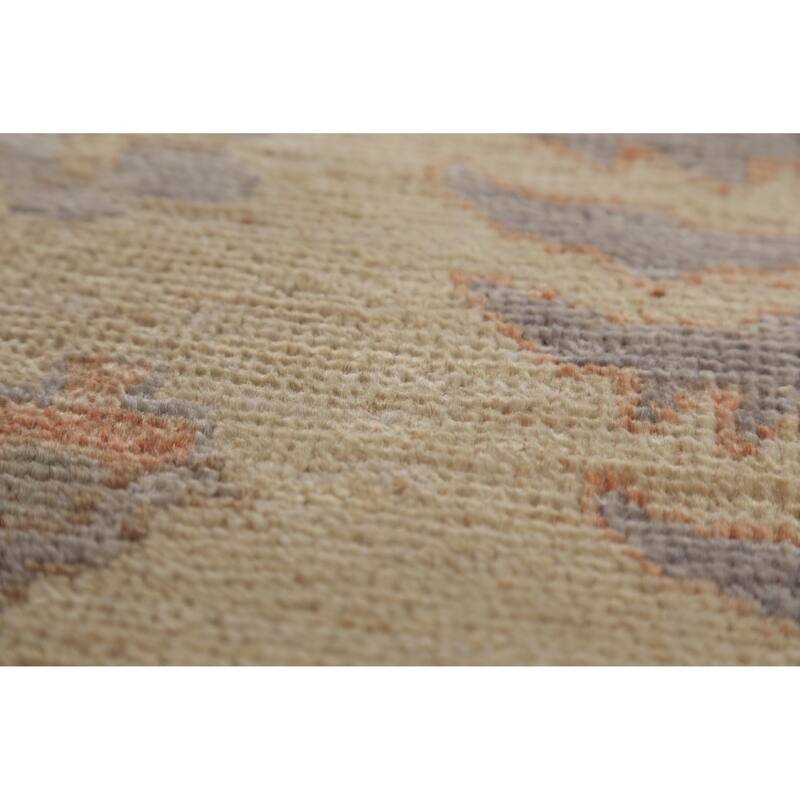 Hand Knotted Oriental 100% Wool Carpet Transitional All-Over Beige & Ivories Oushak Area Rug - 11' 10'' X 8' 5''
