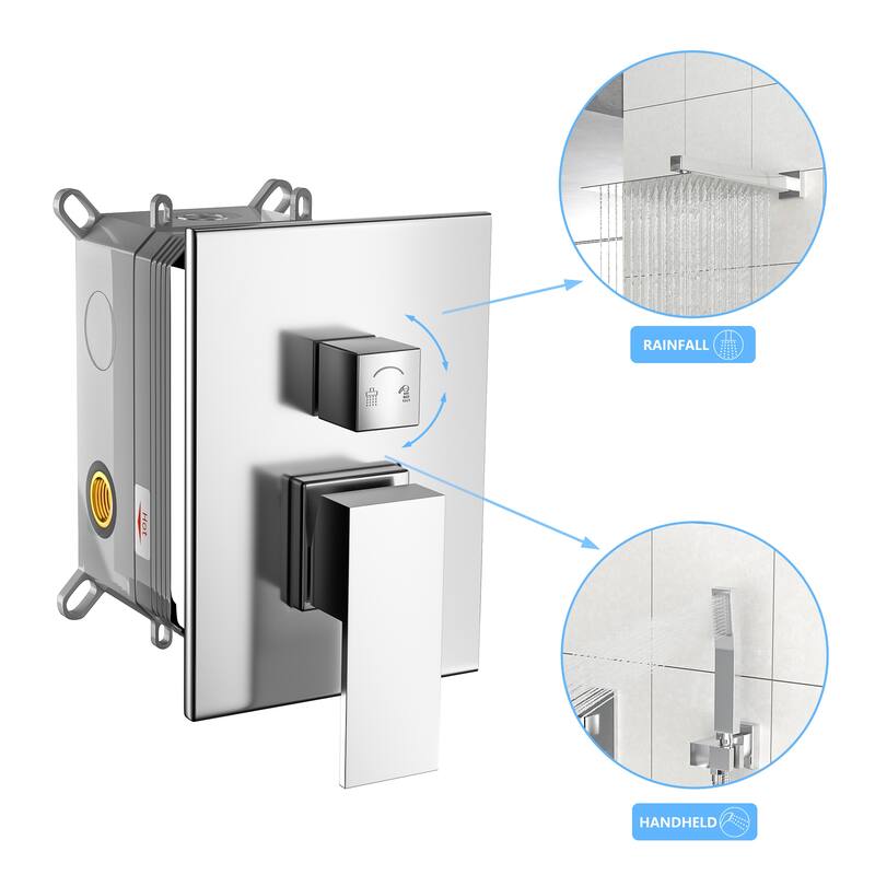 Topcraft 10-Inch Wall Mounted Square Shower System with Rough-in Valve - 10*10