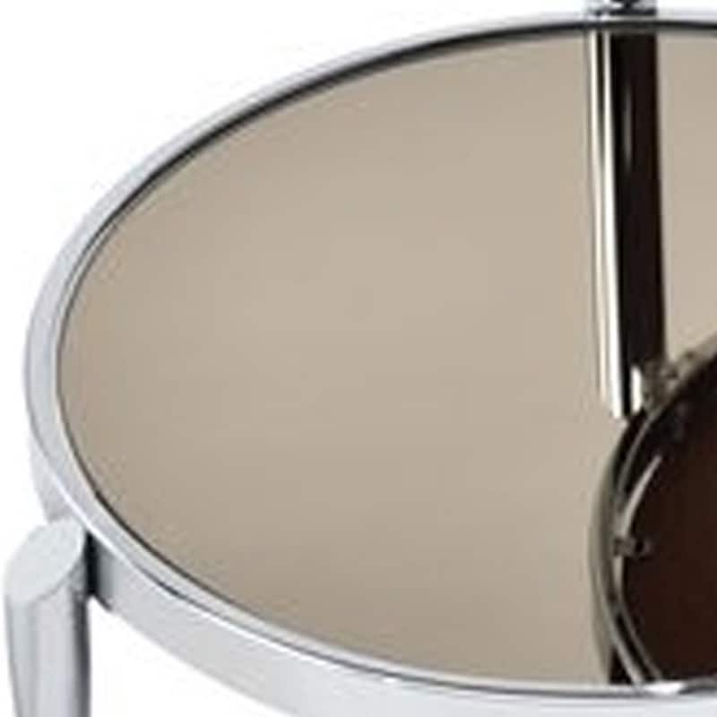 Twin Top Coffee Table with Tubular Rounded Legs, Silver