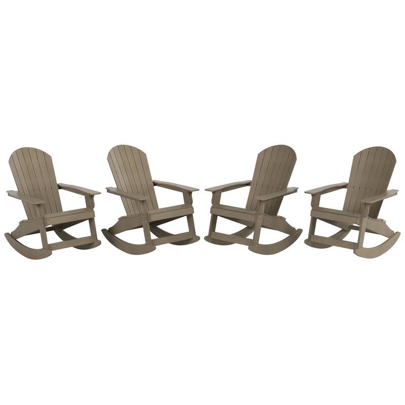 Vineyard HIPS Outdoor Eco-Friendly All Weather Seashell Rocking Adirondack Chairs (Set of 4)