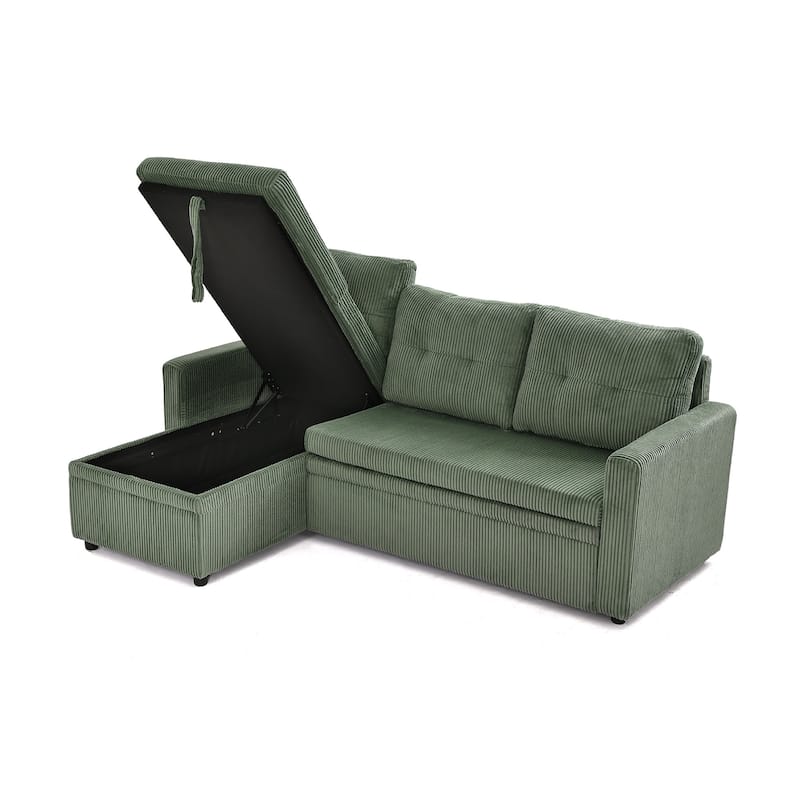 79" W L Shaped Reversible Convertible Pull Out Couch Bed Sleeper Sofa