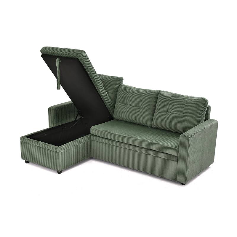 Modern Pull Out Sectional Sofa Bed Couch with Storage Chaise for Living Room