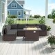 preview thumbnail 46 of 51, 7-Piece Outdoor Deep Seating Sectional Wicker Patio Conversation Set with Fire Pit