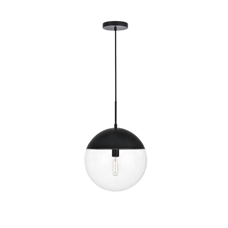 1-Light Pendant with 14 inch Clear Glass - Black