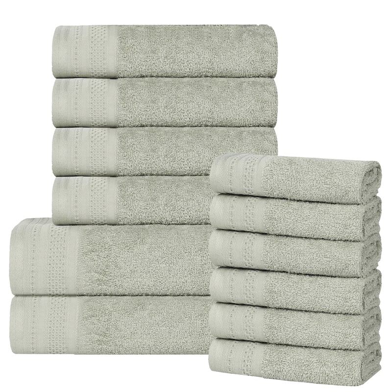 Superior Honeycomb Textured Border Cotton Medium Weight 12 Piece Towel Set