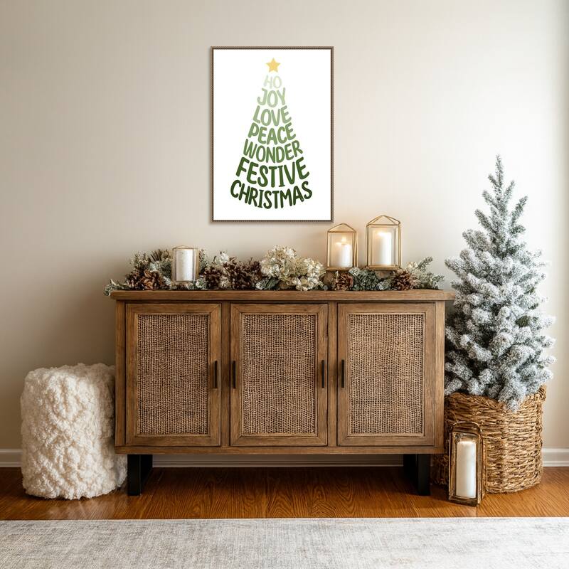 Stylized Christmas Tree by Martina Framed Canvas Wall Art Print