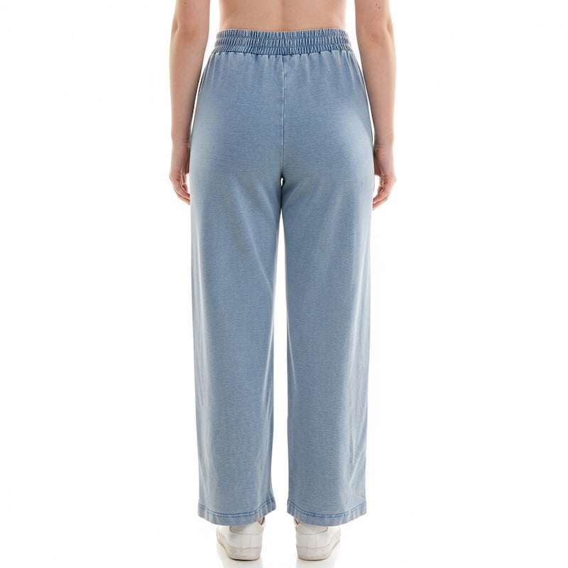 Nanette Lepore Bleach Wash Wide Leg Denim-Look Pants