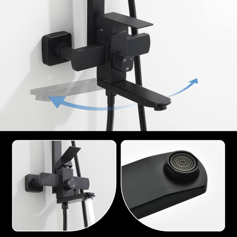 46"H 3-Function Stainless Steel Wall-Mounted Shower System