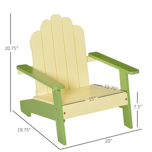 dimension image slide 1 of 3, Outsunny Kids Pine Wood Adirondack Lounger Chair with Slat Style Backrest and Wide Seat for Age 1-4 - 20" x 19.75" x 20.75"