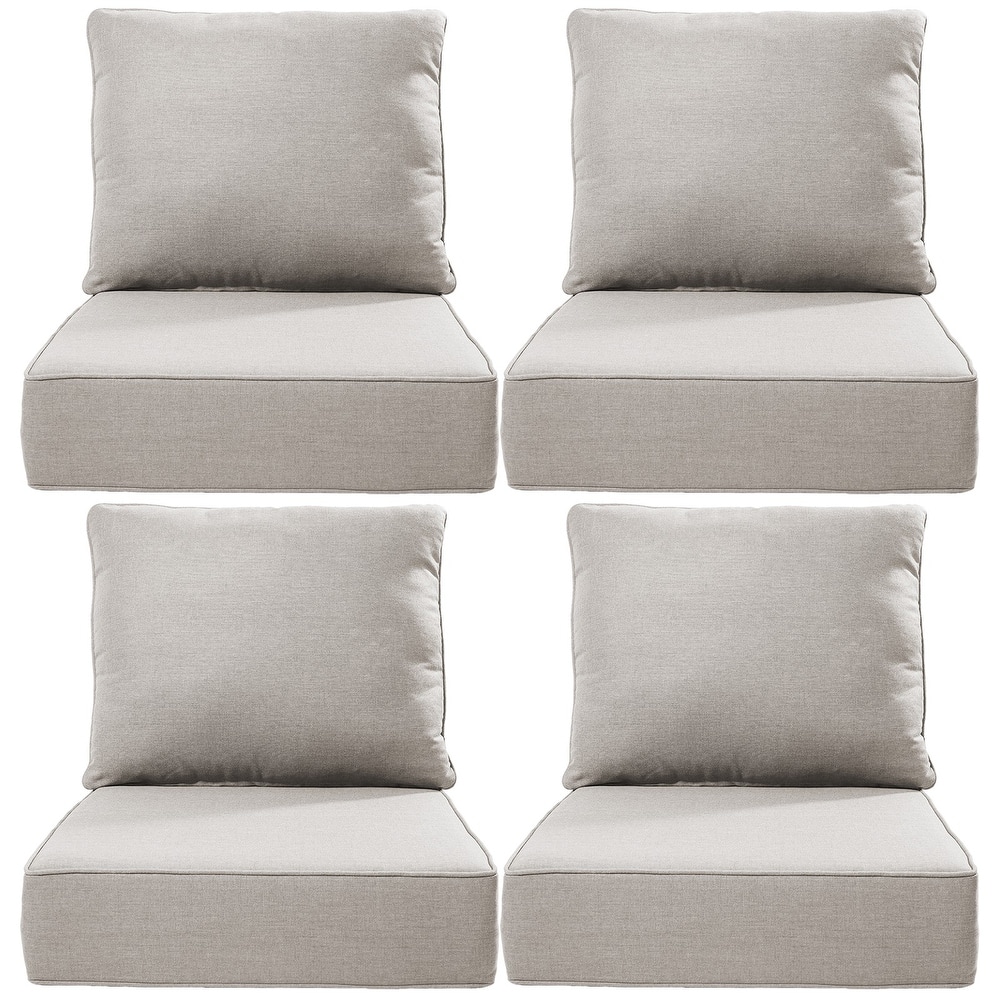 Luxury 6" Outdoor Cushions for Patio Furniture, 24x24x6 Cushion Set, Fade Resistant Replacement Cushions with Removable Cover