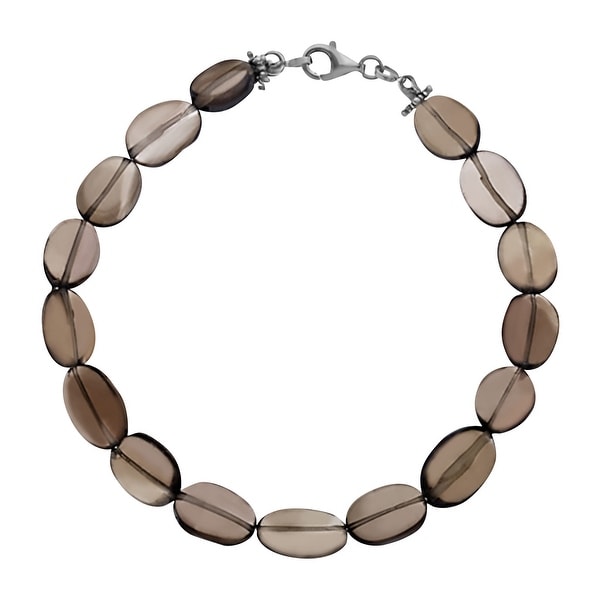 49 Ct Natural Smoky Quartz Bracelet In Sterling Silver Smokey 49 Ct Natural Smoky Quartz Bracelet In Sterling Silver Smokey