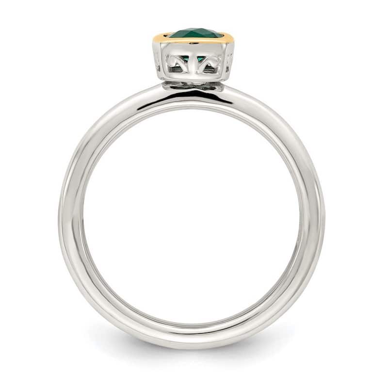 Curata 925 Sterling Silver With 14k Accent Created Emerald Ring