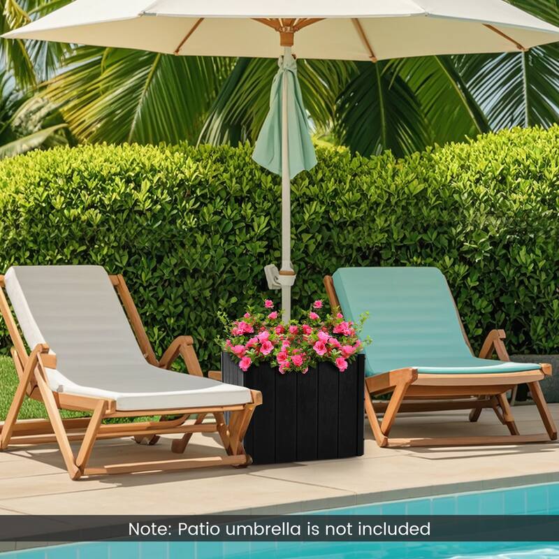 Gymax 2-in-1 Outdoor Umbrella Base Planter w/Flower Box 4 Rolling