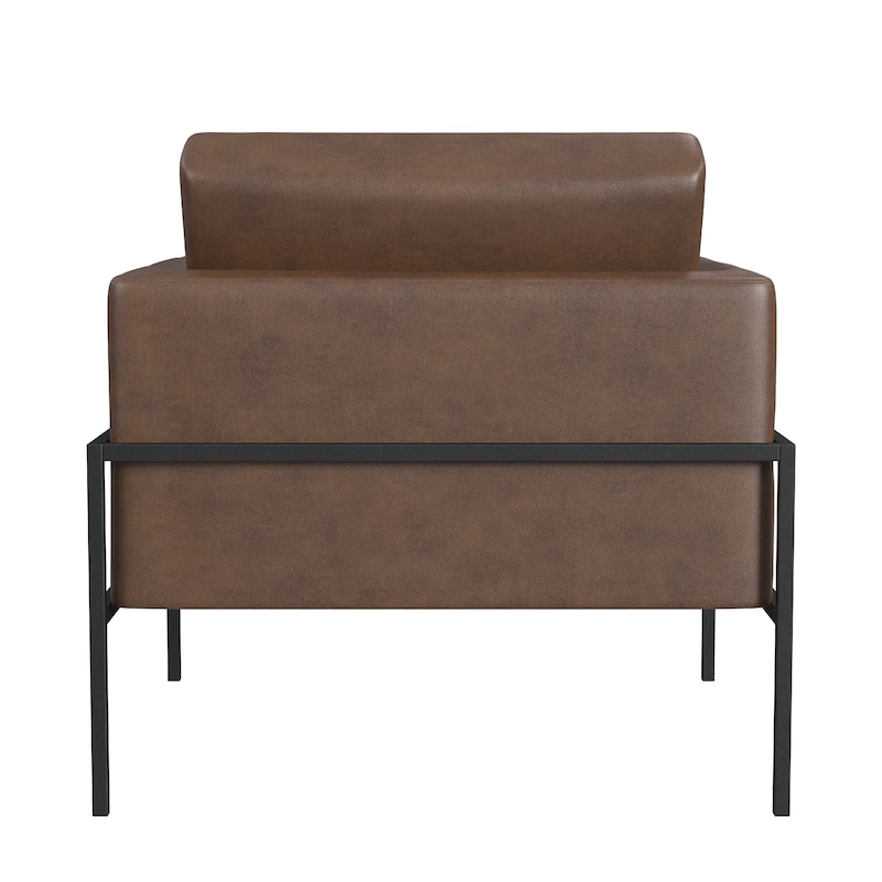 Fiam Accent Armchair, Dark Brown Faux Leather, Modern Black Legs