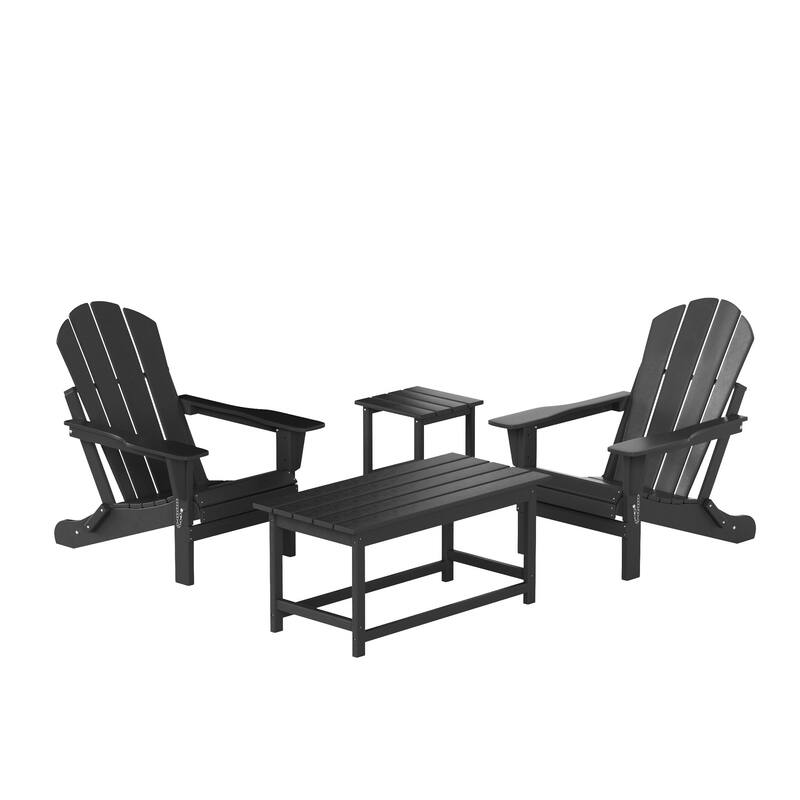 Laguna Hdpe All Weather Outdoor Patio Foldable Adirondack Chairs Conversation Set (4-Piece Set)
