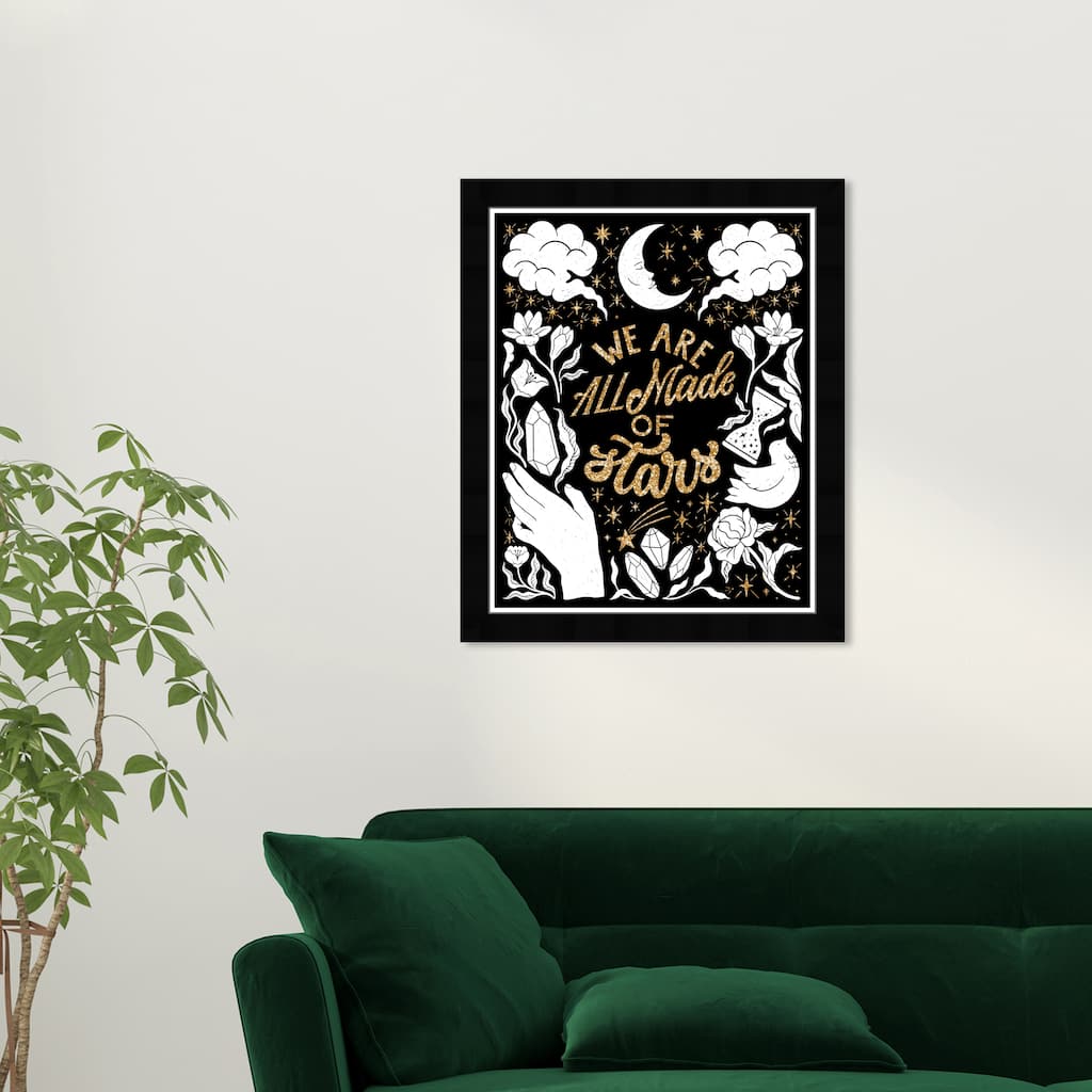 Wynwood Studio Prints Typography and Quotes Made of Stars Black and Metallic Gold Bohemian & Eclectic Wall Art Canvas Print