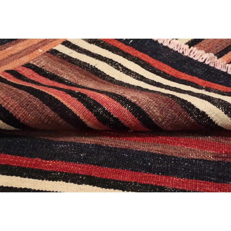 Hand Woven Oriental 100% Wool Carpet Southwestern Tribal Multi-Colored Kilim Area Rug - 9' 3'' X 4' 11''