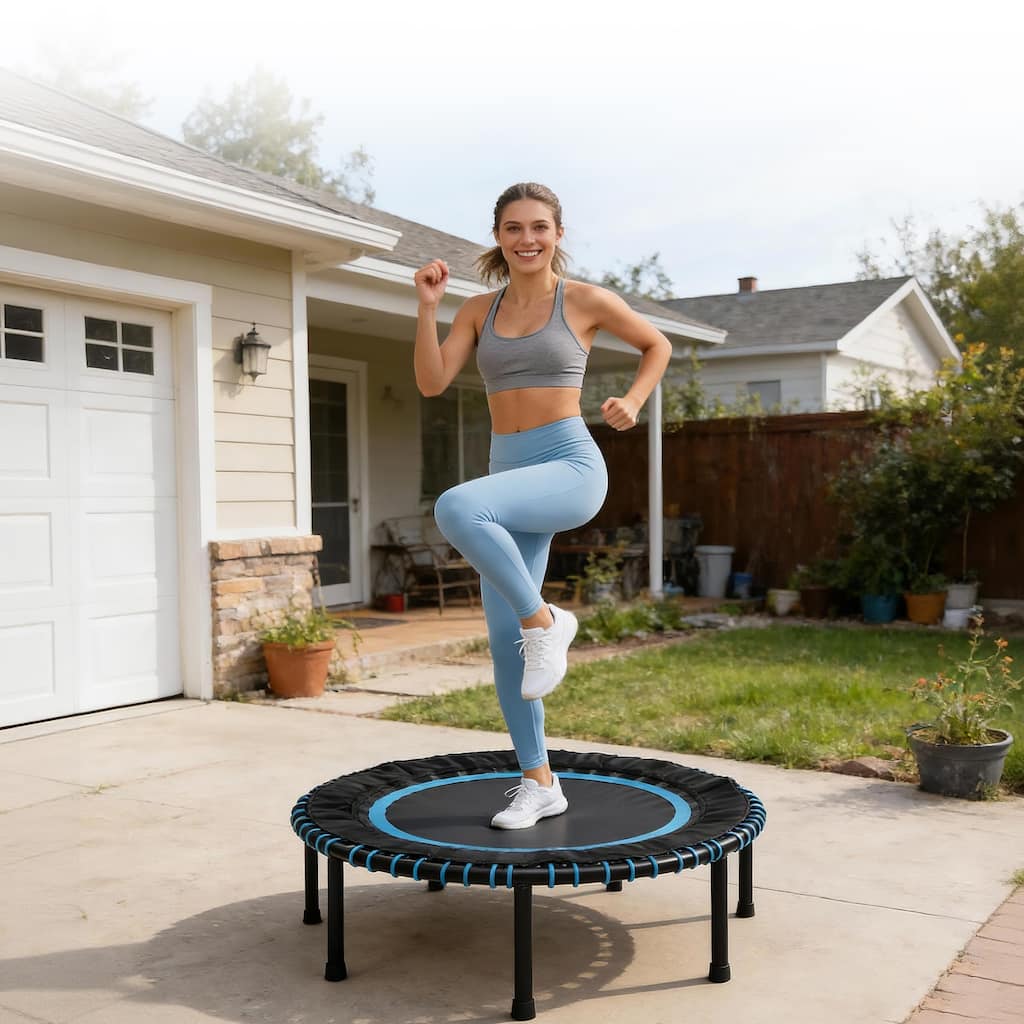 40"Fitness Trampoline with Durable Bungees, Stable & Quiet Exercise Rebounder,Great Mini Trampoline,Max Load 330 lbs