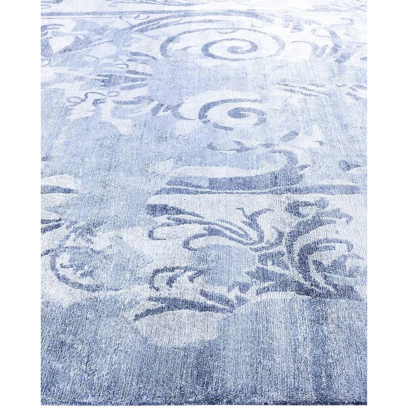 Modern One-of-a-Kind Hand-Knotted Area Rug, Blue - 9' 1" x 11' 10"