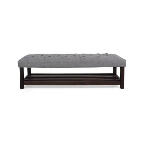 Roseland Contemporary Button Tufted Bench with Shelf by Christopher Knight Home