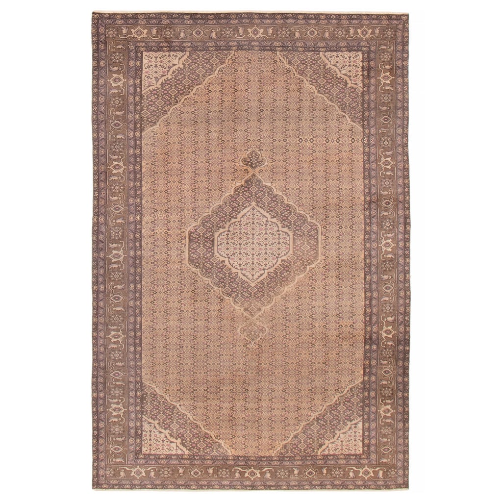 ECARPETGALLERY Hand-knotted Antalya Vintage Tan Wool Rug - 6'4 x 9'6