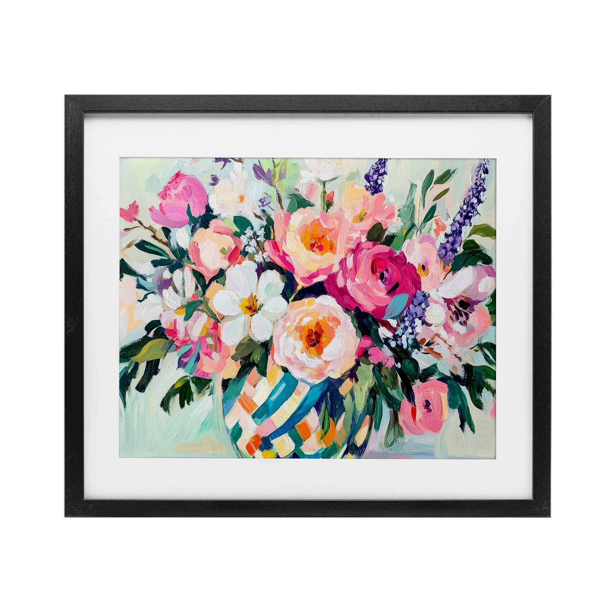 Stupell Colorful Bouquet in Spring Vase Under Glass Framed Design By Petal Prints Design