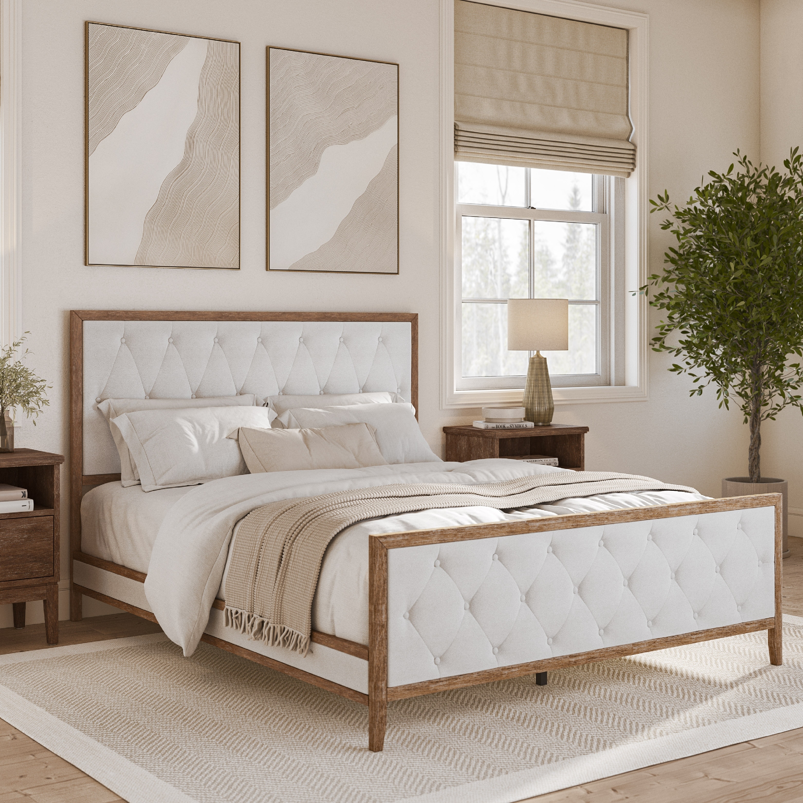 Audrey beige velvet platform bed sale