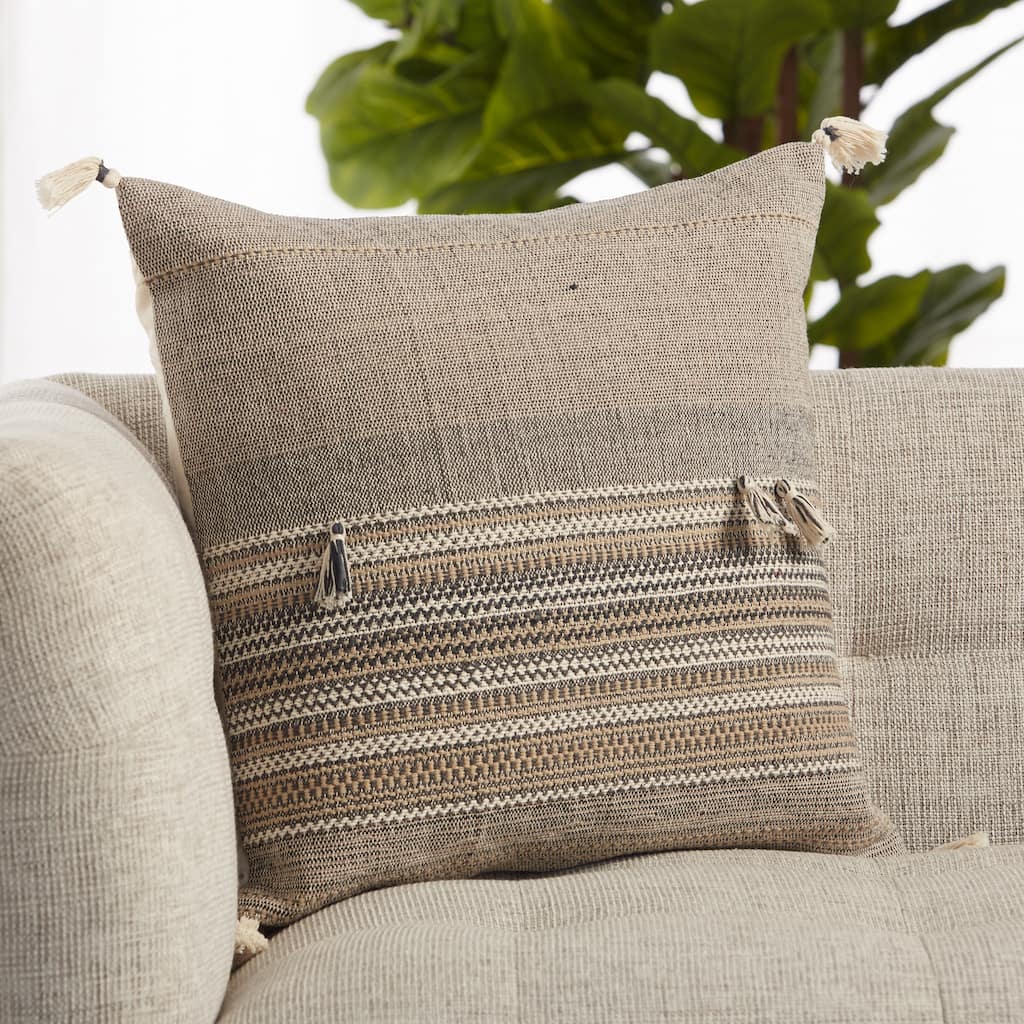Cainen Brown/ Cream Striped Throw Pillow