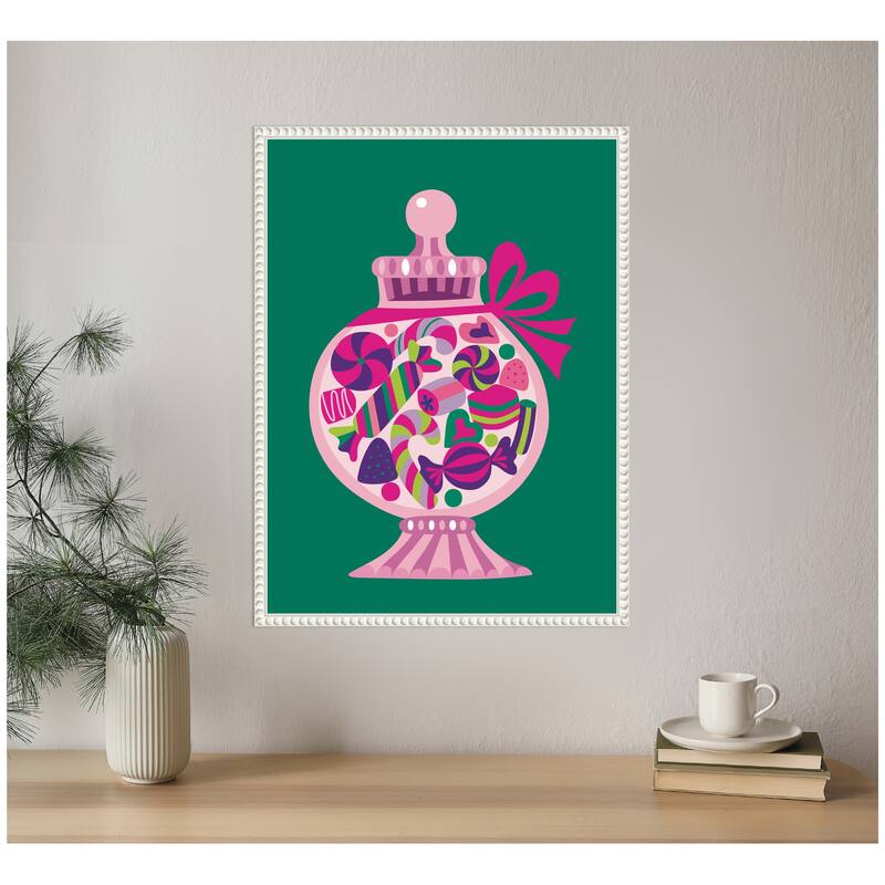 Kate and Laurel Sylvie Beaded Christmas Candy Framed Canvas by Rachel Lee