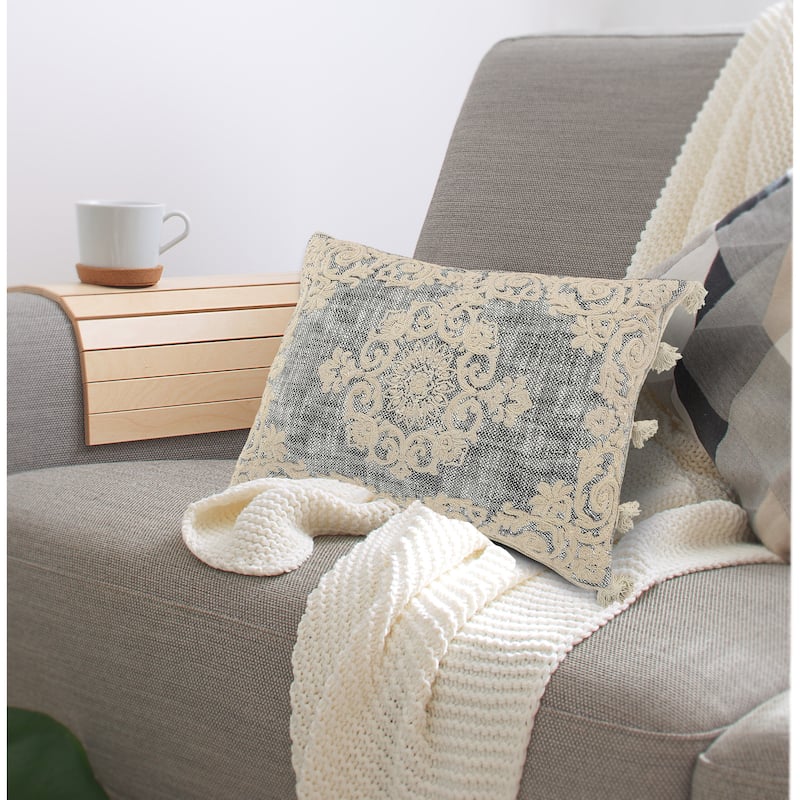 Sevita Embroidered Elegance Medallion Throw Pillow