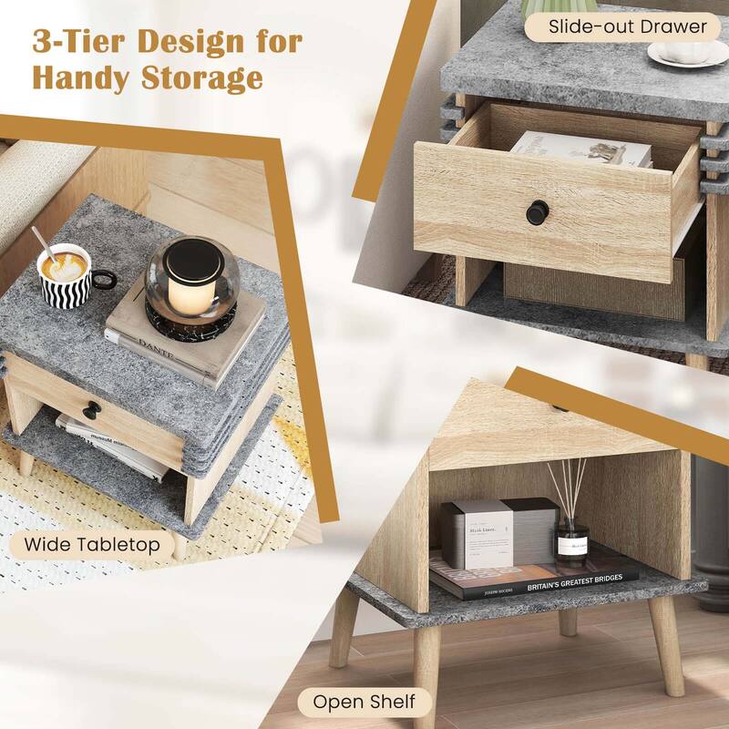 Bedside Table Color Blocking Sofa Side End Table Marble Night Stand