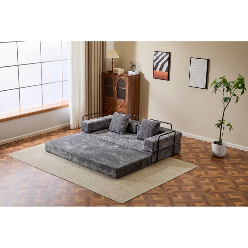 Floor Couch,Compression Sofa,Convertible Floor Sofa Bed-with Pillow Back Support Armrest,Comfy Futon Couch Lounge Sleeper Bed