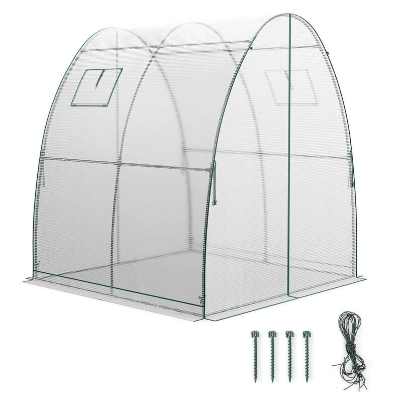 Portable Outdoor Greenhouse Walk-in Tunnel Greenhouse Grow Tent - White