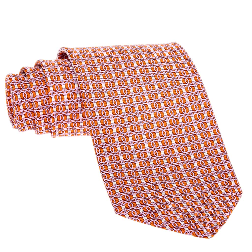 Ferragamo Gancini Chain Print Silk Tie