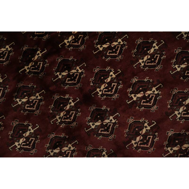 Hand Knotted Oriental 100% Wool Carpet Traditional All-Over Red Turkoman Area Rug - 12' 5'' X 8' 3''