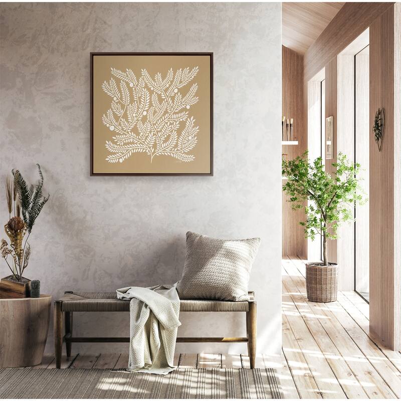 Kate and Laurel Sylvie Tan White Tree of Life Framed Canvas by Cat Coquillette