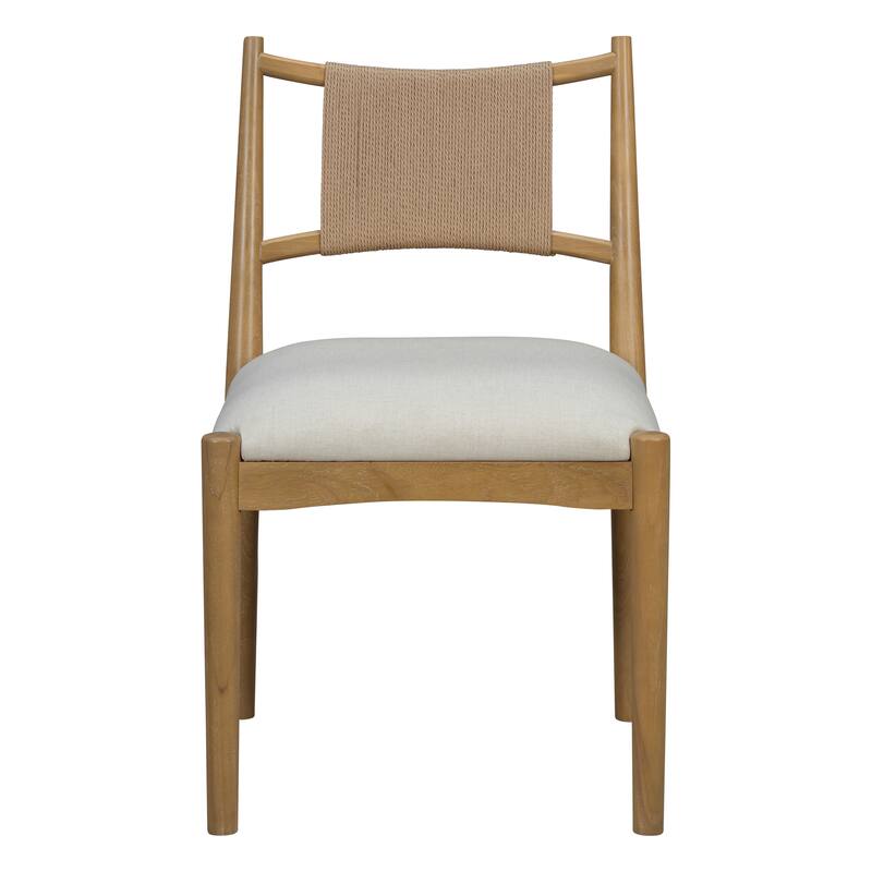 Christopher Knight Home - Mid-Century Set of 2 Upholstered Dining Chair with Woven Paper Rope Back